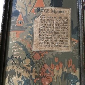 Vintage Mother Motto Print Poem 1920's Rare Framed Gift Sentimental Estate Find